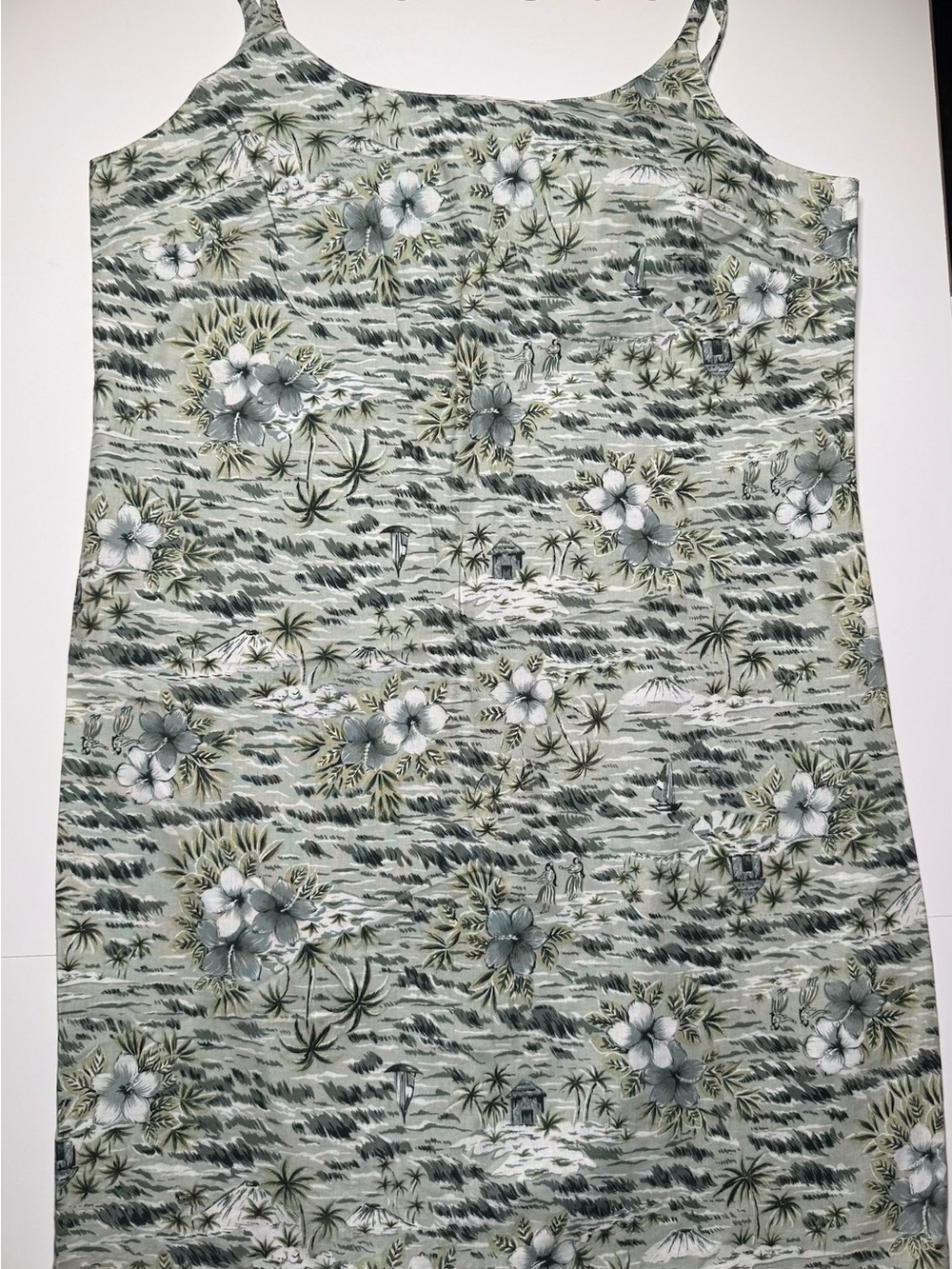 Skylar Blue Tropical Palm Print Mini Slip Dress Sage Green Gray Juniors Size 9